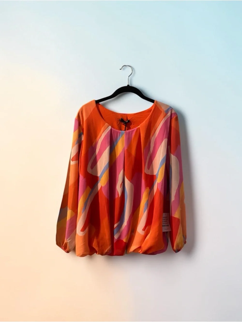 Pala D'oro Milan Abstract Print Blouse - Vibrant Retro Boho Peasant Top - Picture 2 of 8